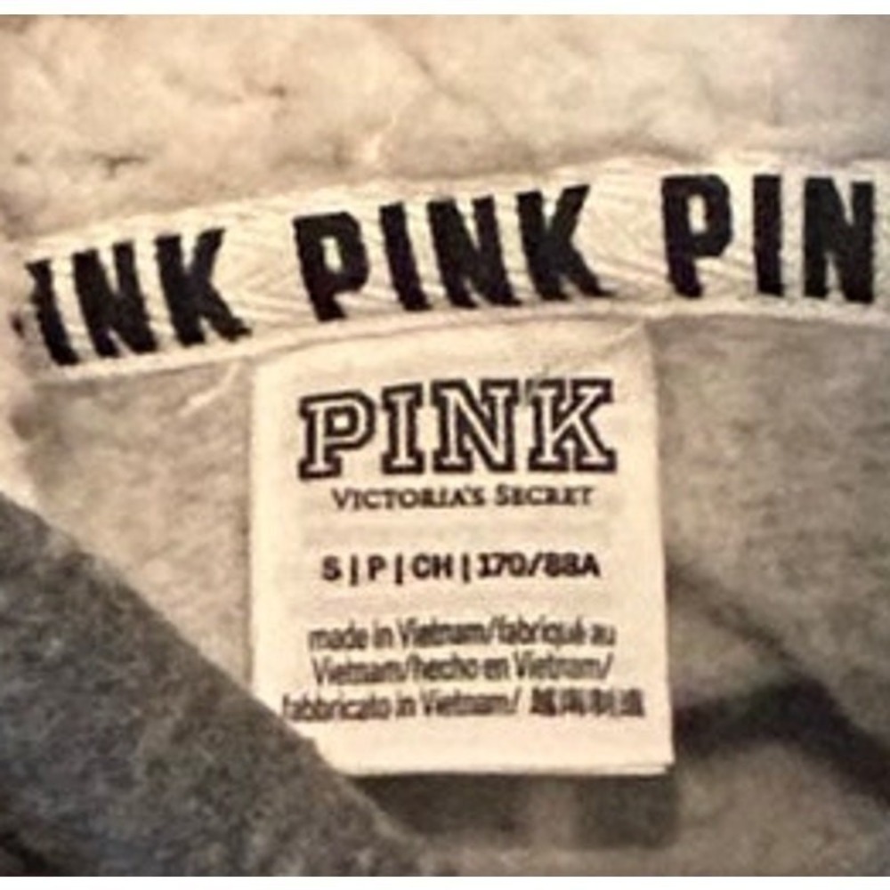 PINK Victoria's Secret Gray Fleece Lined Hoodie Sweatshirt Casual Comfy Sz Small - Picture 7 of 8